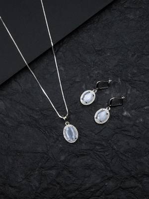 American diamond grey pendant set for daily wear - classy & timeless look 1