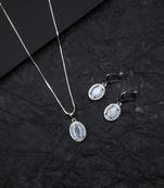 American diamond grey pendant set for daily wear - classy & timeless look