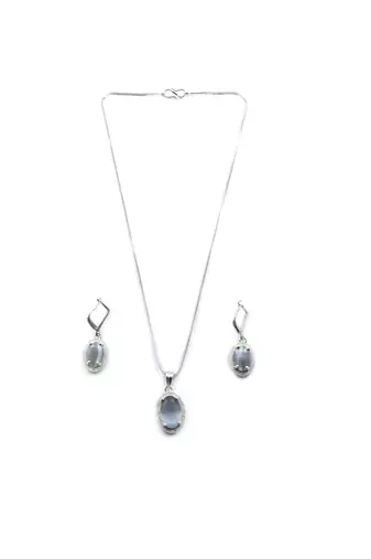 American diamond grey pendant set for daily wear - classy & timeless look