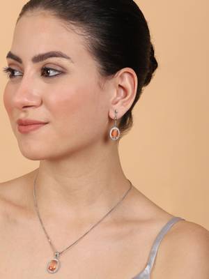 American diamond organza pendant set for daily wear - classy & timeless look 2