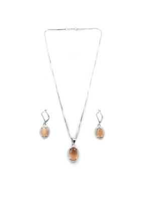 American diamond organza pendant set for daily wear - classy & timeless look 3