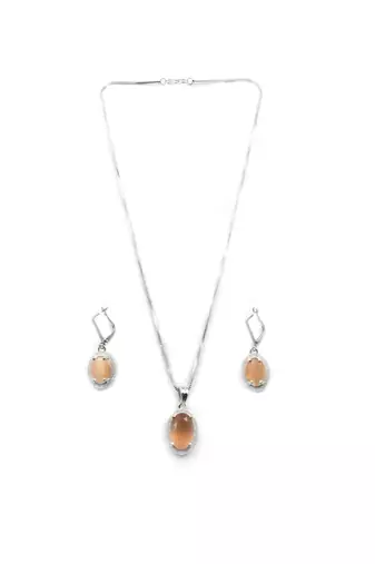American diamond organza pendant set for daily wear - classy & timeless look