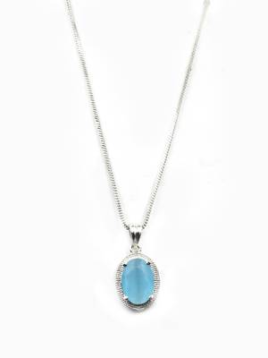 American diamond sea blue pendant set for daily wear - classy & timeless look 4