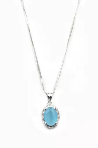 American diamond sea blue pendant set for daily wear - classy & timeless look