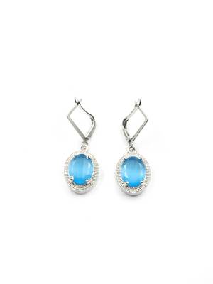 American diamond sea blue pendant set for daily wear - classy & timeless look 5