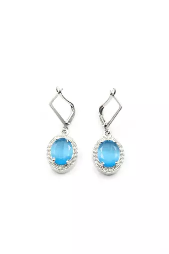 American diamond sea blue pendant set for daily wear - classy & timeless look