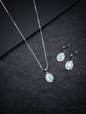American diamond turquoise pendant set for daily wear - classy & timeless look 1