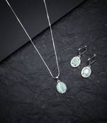 American diamond turquoise pendant set for daily wear - classy & timeless look