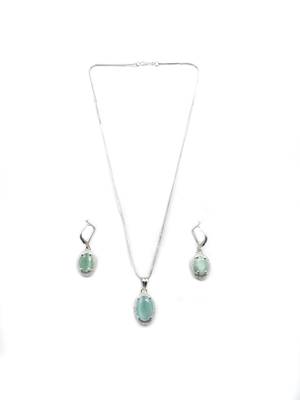 American diamond turquoise pendant set for daily wear - classy & timeless look 3
