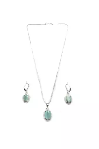 American diamond turquoise pendant set for daily wear - classy & timeless look