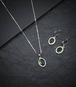 American diamond green pendant set for daily wear - classy & timeless look