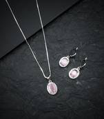 American diamond pastel pink pendant set for daily wear - classy & timeless look