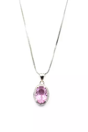American diamond crystal pink pendant set for daily wear -  classy & timeless look