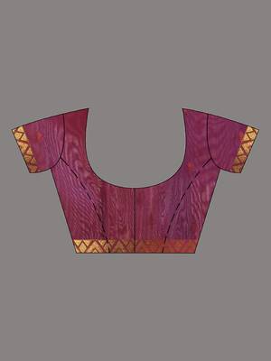Purple ethnic motifs katan silk saree with zari borders 5