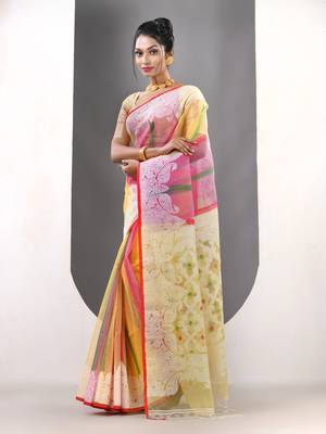 Multicolor muslin soft saree with jamdani designs 2