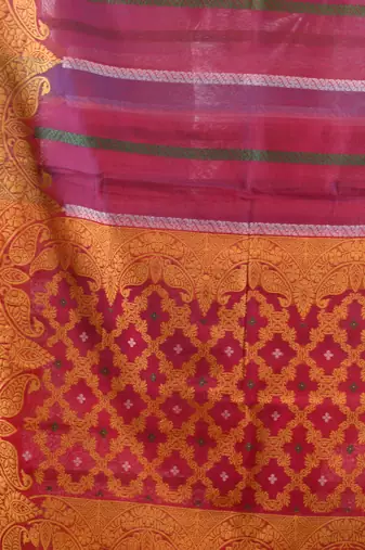 Multicolor muslin soft saree with jamdani designs