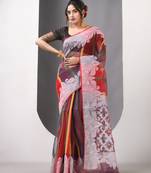 Multicolor muslin soft saree with jamdani designs