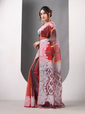 Multicolor muslin soft saree with jamdani designs 2
