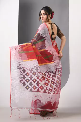 Multicolor muslin soft saree with jamdani designs