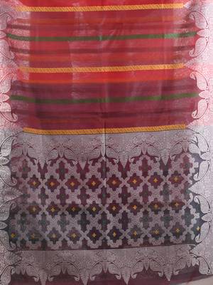 Multicolor muslin soft saree with jamdani designs 4