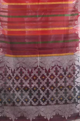 Multicolor muslin soft saree with jamdani designs