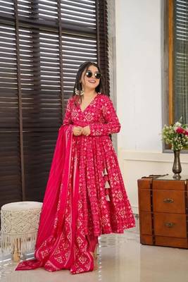 Blush Pink Faux Cotton Kurta Pant Set with Dupatta Stitched 3