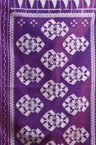 Violet muslin soft saree with jamdani designs