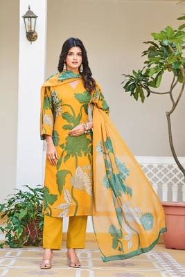 Graceful Organza Silk Straight Cut Kurta Pant Set with Dupatta Stitched 1