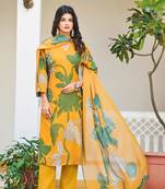 Graceful Organza Silk Straight Cut Kurta Pant Set with Dupatta Stitched