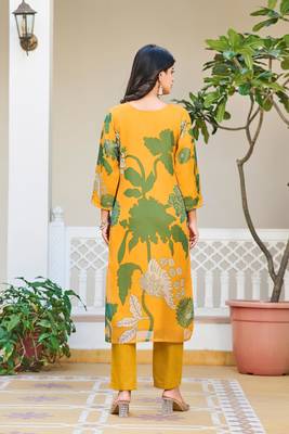Graceful Organza Silk Straight Cut Kurta Pant Set with Dupatta Stitched 2