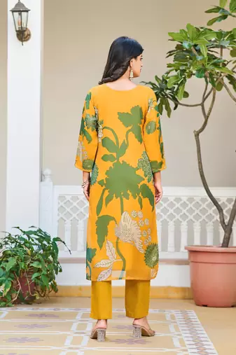 Graceful Organza Silk Straight Cut Kurta Pant Set with Dupatta Stitched