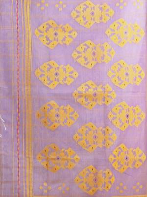 Lavender muslin soft saree with jamdani designs 4