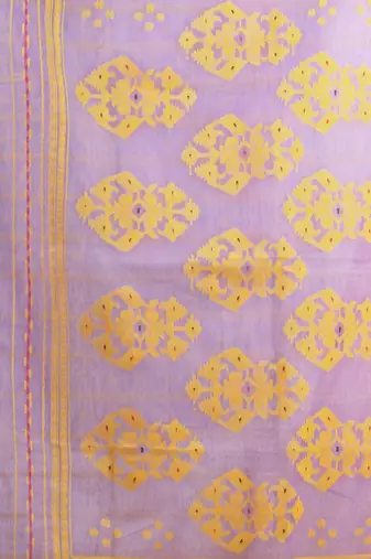 Lavender muslin soft saree with jamdani designs