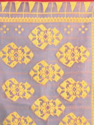 Mint green muslin soft saree with jamdani designs 4