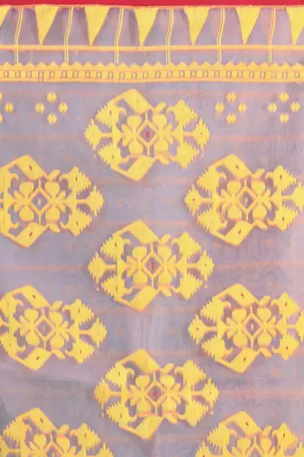 Mint green muslin soft saree with jamdani designs