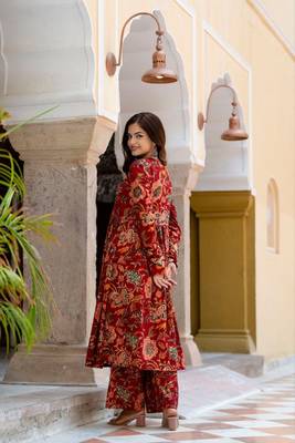 Floral Printed Anarkali and Palazzo Set with Dupatta Stitched 2