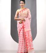 White muslin soft saree with jamdani designs