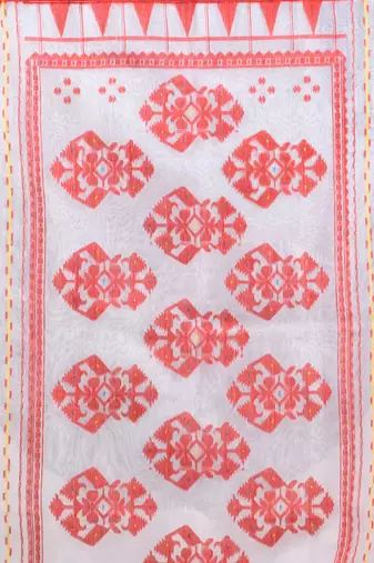 White muslin soft saree with jamdani designs