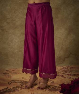 Falak magenta hand woven chanderi slik suit set with zardozi embrodiery 3