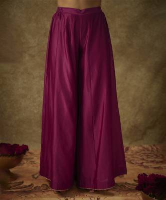 Asmira magenta hand woven chanderi slik sharara set with zardozi embrodiery 4