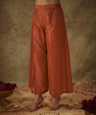 Siara orange hand woven chanderi slik suit set with zardozi embrodiery 2