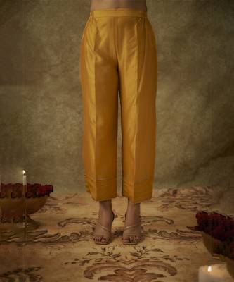 Aira yellow hand woven chanderi slik suit set with zardozi embrodiery 2