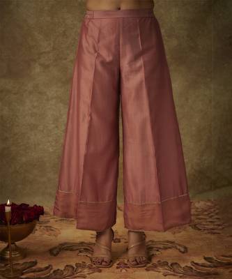 Rea blush pink hand woven chanderi slik suit set with zardozi embrodiery. 3
