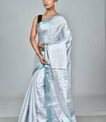 Ice blue Soft Tissue Saree With Blouse Piece