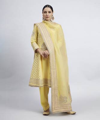 Naazira daffodil yellow kurta set 3