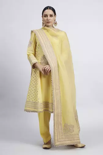 Naazira daffodil yellow kurta set