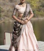 Pista Kalamkari Manipuri Silk Lehenga With (Unstitched) Blouse