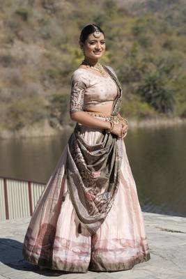 Pista Kalamkari Manipuri Silk Lehenga With (Unstitched) Blouse 2