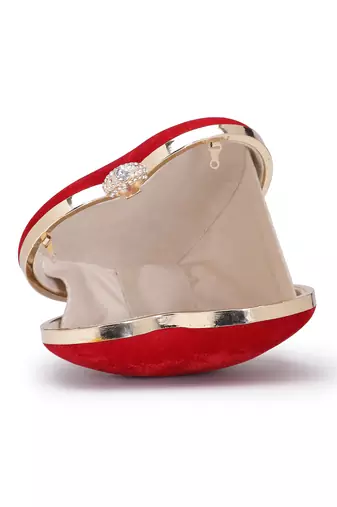 red velvet heart-shaped clutch bag