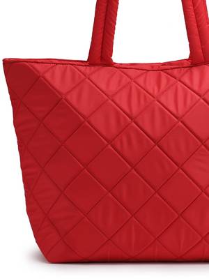 red polyester tote bag with diamond stitch design 8